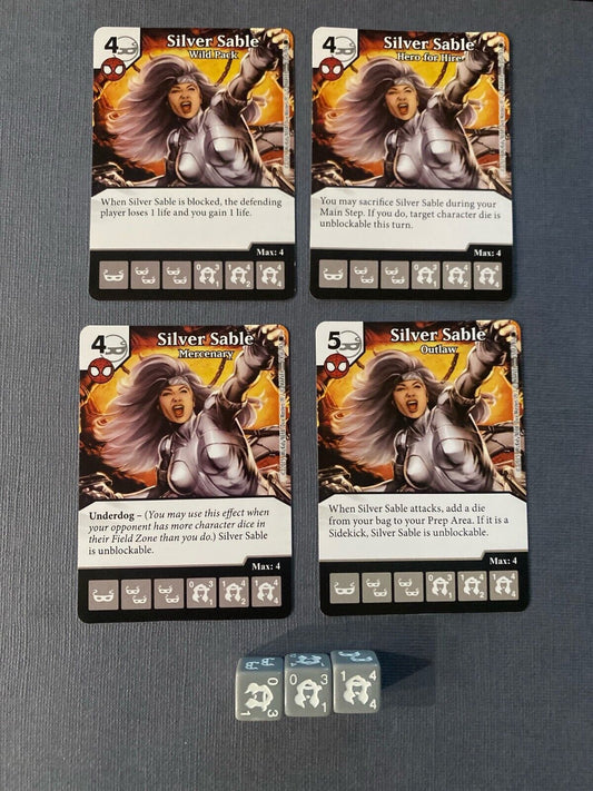 Wizkids Marvel Dice Masters Amazing Spider-man Silver Sable Set +3 dice