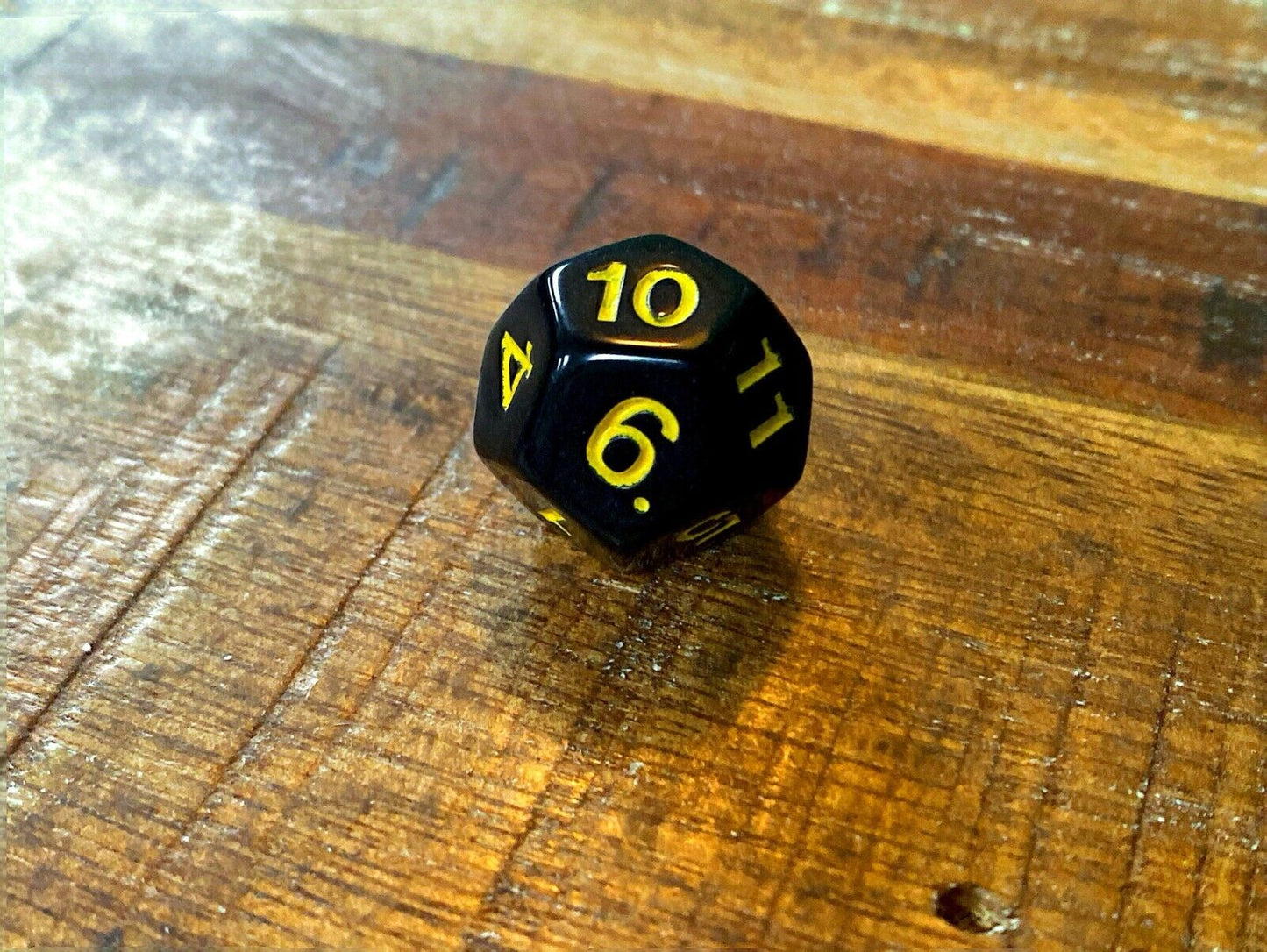 Set of 7 TTRPG Gaming Dice Dungeons & Dragons Pathfinder D20 Black Yellow Number
