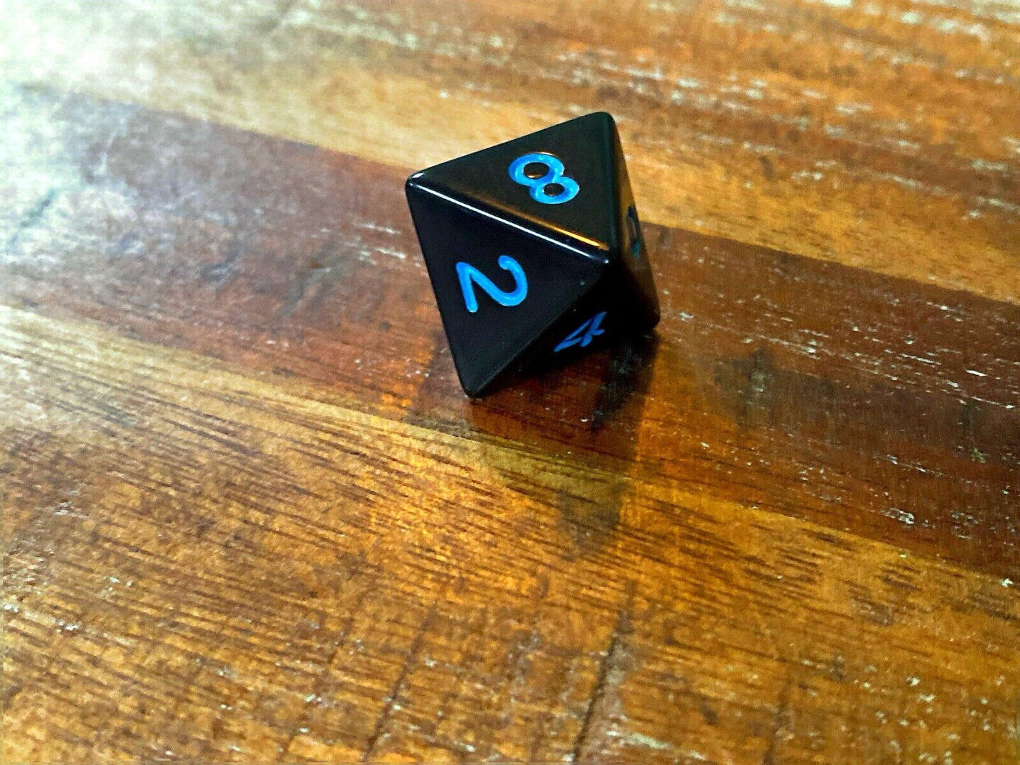 Set of 7 TTRPG Gaming Dice Dungeons & Dragons Pathfinder D20 Black Blue Number