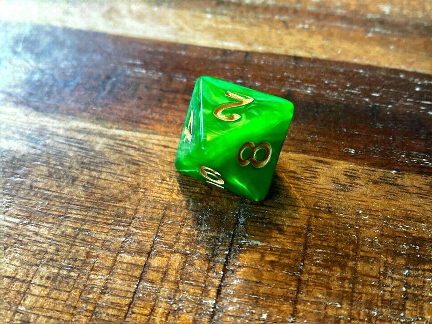 Set of 7 TTRPG Gaming Dice Dungeons & Dragons Pathfinder D20 Kelly Green Marble