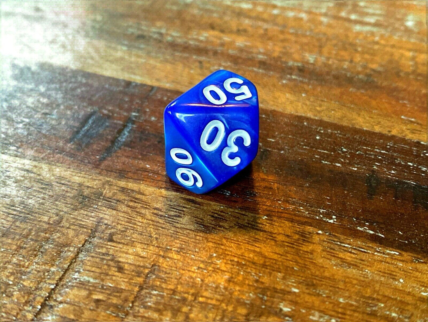 Set of 7 TTRPG Gaming Dice Dungeons & Dragons Pathfinder D20 Blue Marble White