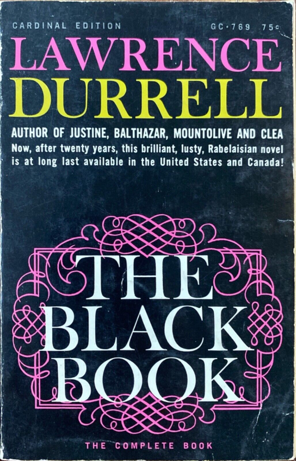 The Black Book by Lawrence Durrell 1962 Cardinal GC-769 Paperback