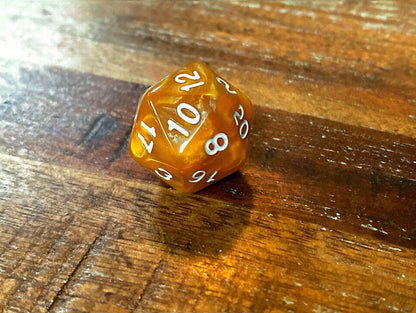 Set of 7 TTRPG Gaming Dice Dungeons & Dragons Pathfinder D20 Tan Marble