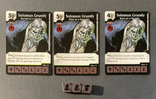 Wizkids DC Dice Masters Justice League Solomon Grundy CUR Rare Set +3 dice