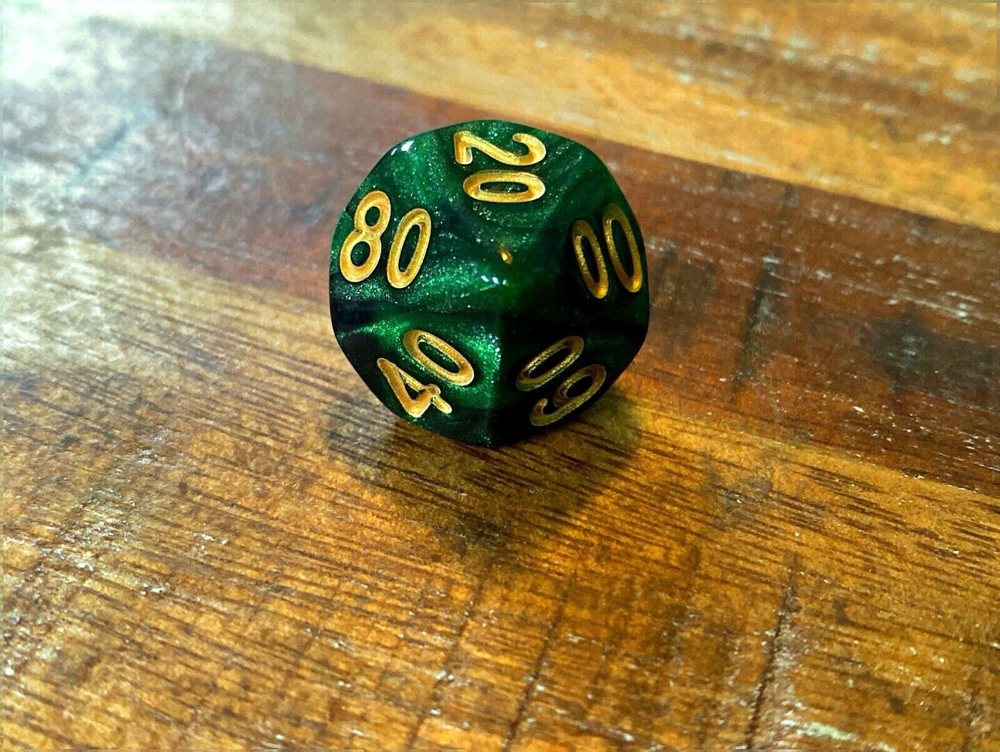 Set of 7 TTRPG Gaming Dice Dungeons & Dragons Pathfinder Forest Green Sparkle