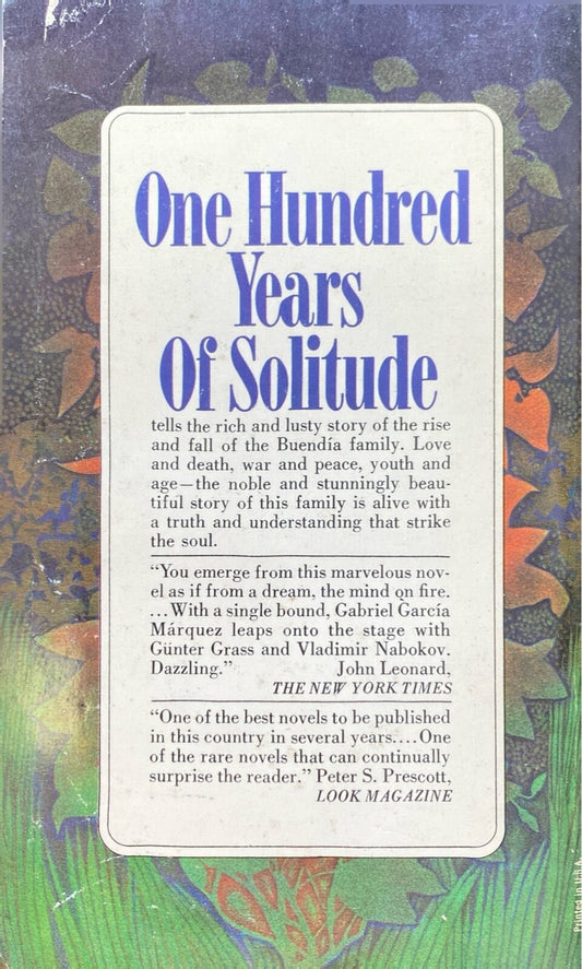 One Hundred Years of Solitude by Gabriel Garcia Marquez 1971 Avon J106 First