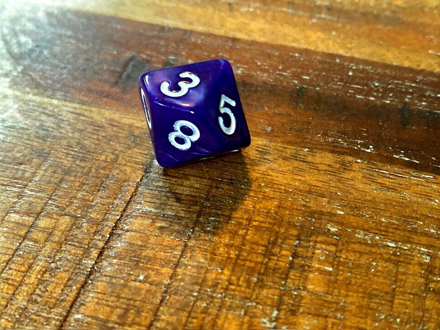 Set of 7 TTRPG Gaming Dice Dungeons & Dragons Pathfinder D20 Purple Marble White