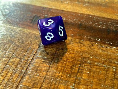 Set of 7 TTRPG Gaming Dice Dungeons & Dragons Pathfinder D20 Purple Marble White