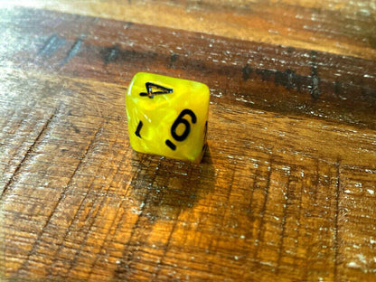 Set of 7 TTRPG Gaming Dice Dungeons & Dragons Pathfinder D20 Yellow Marble